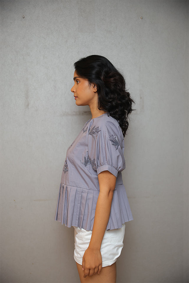 The Pleated Orchid Whisper Top