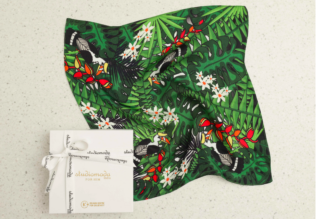 Pocket Square-Tropical Hornbill Print