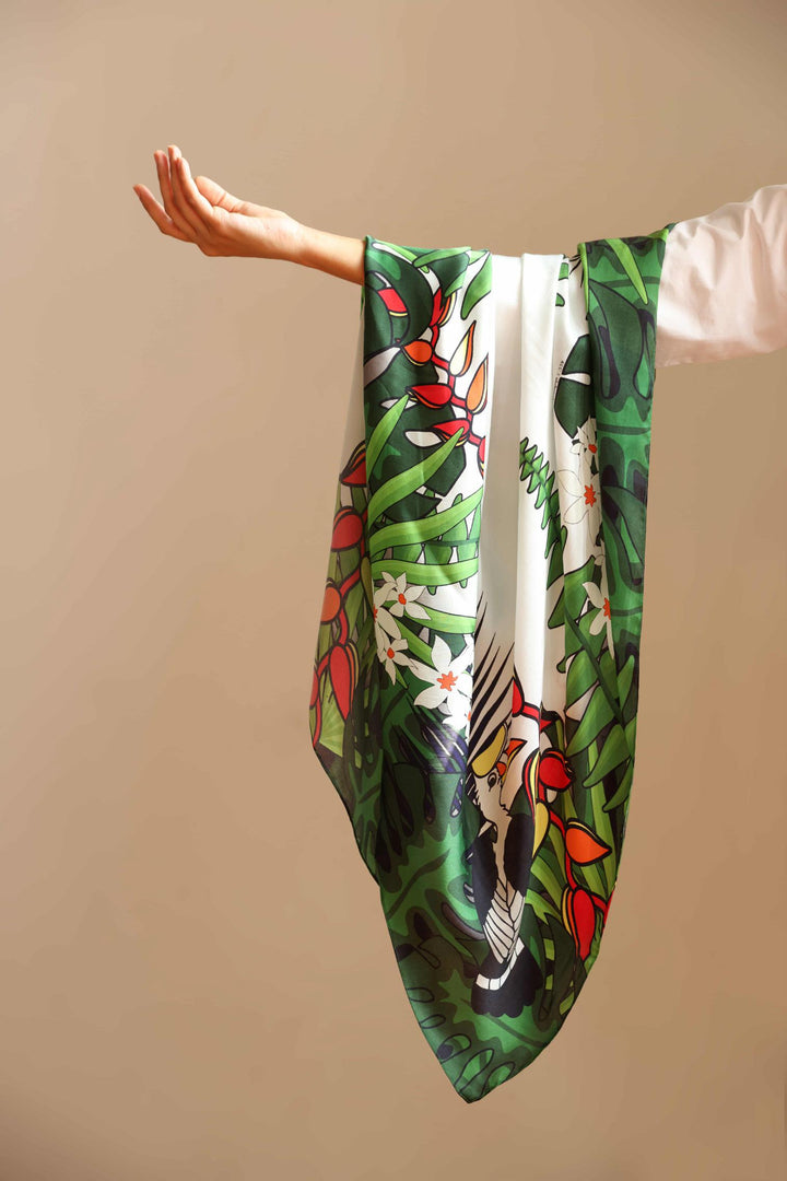 Scarf-Tropical Hornbill Print