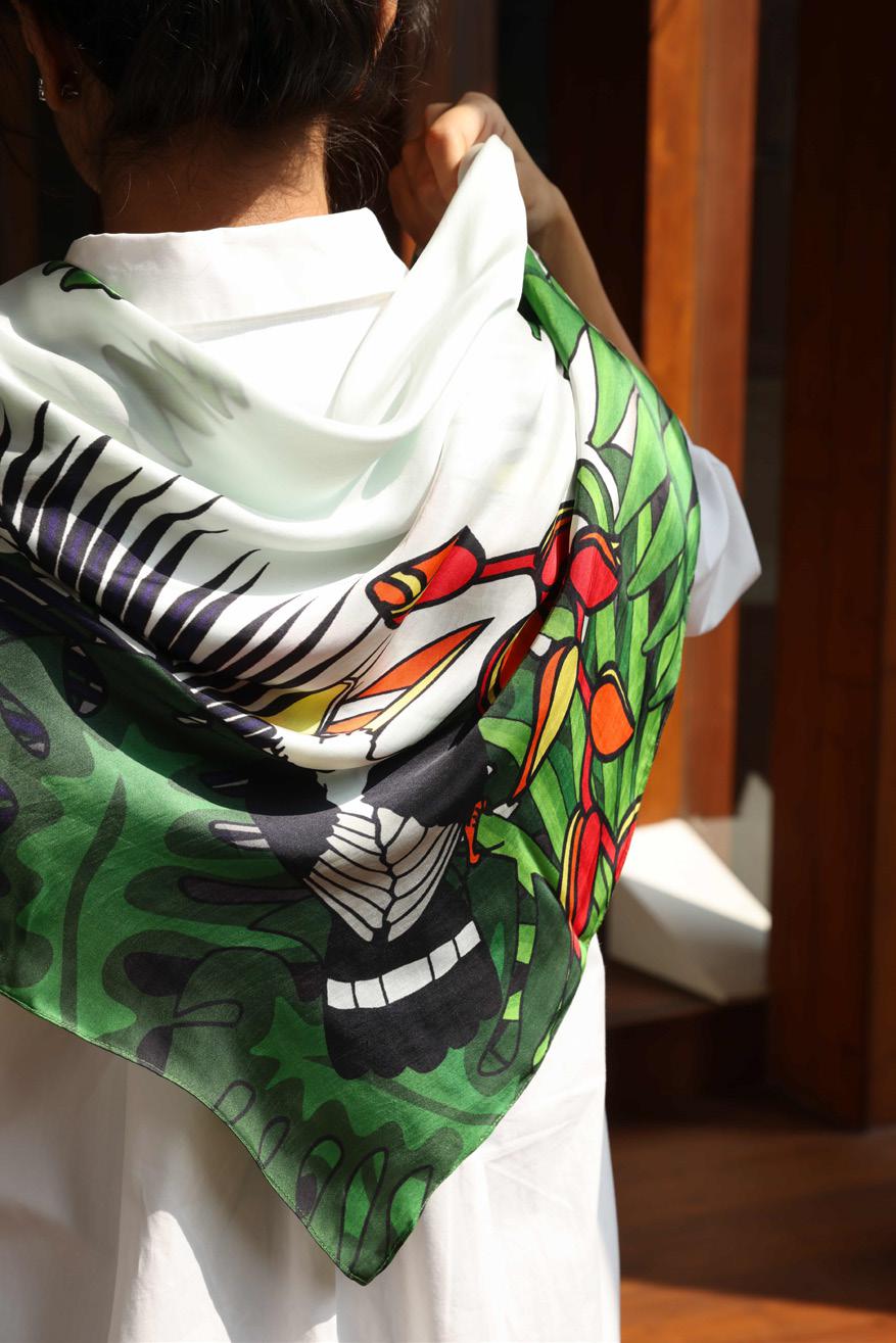 Scarf-Tropical Hornbill Print