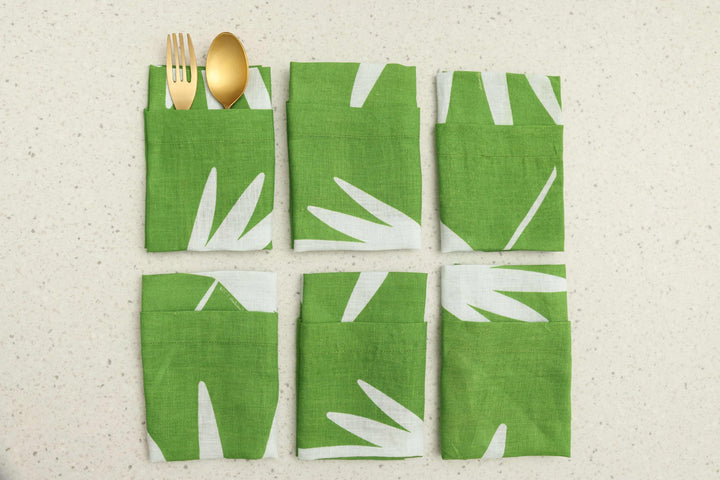 Table Napkin (Set of 6) Green Palm Leaf Print