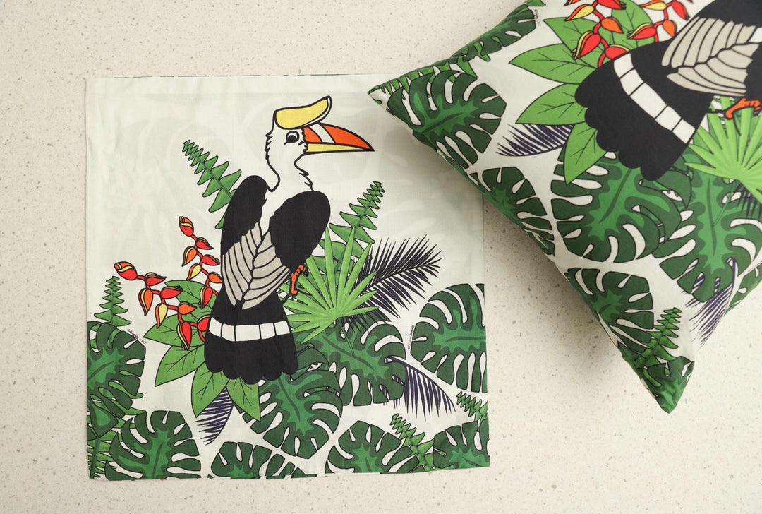 Cushion Cover Medium-Tropical Hornbill Print