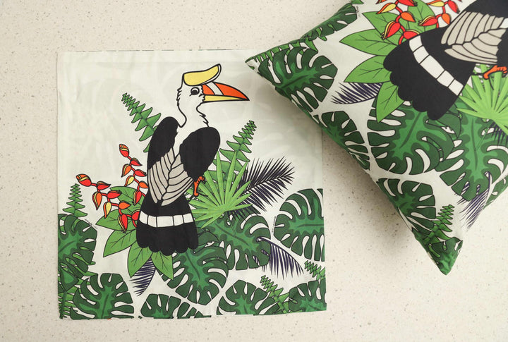 Cushion Cover Medium-Tropical Hornbill Print