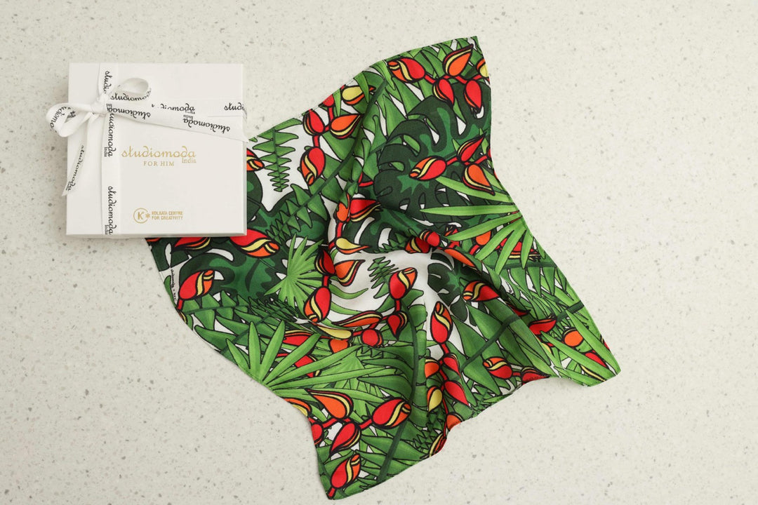 Pocket Square-Tropical Heliconia Print